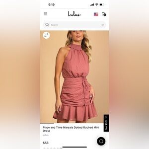 Place and Time Marsala Dotted Ruched Mini Dress